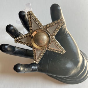 Gold star Christmas ornament, champagne gold antique rhinestone keepsake decoration, holiday host gift, ornament exchange, Tarot lover gift