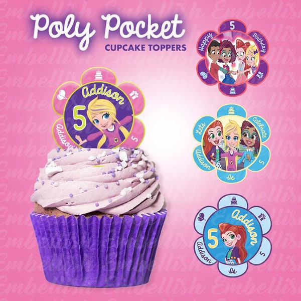 7 Assorted Poly Pocket Cupcake Toppers