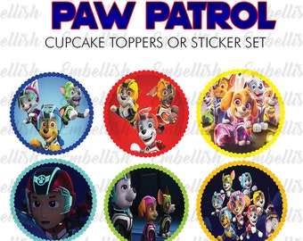 Paw Patrol Jet Rescue Cupcake Toppers or Stickers