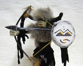 Native American Navajo Made Standing Buffalo Warrior Kachina Doll