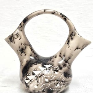 Native American Ceramic Horsehair Wedding Vase--Basket--HH23A