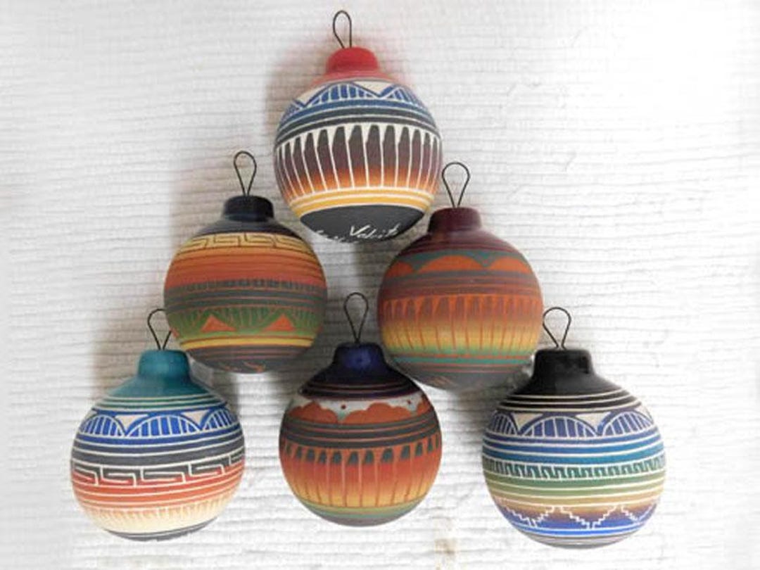 Native American Made Clay Christmas Ball Ornaments--npxorn--5602 - Etsy