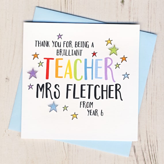 Personalised Colourful Teacher or Teaching Assistant Card