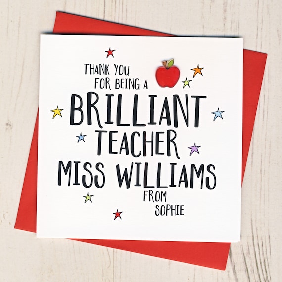 Personalised Apple Teacher or Teaching Assistant Card