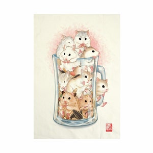 Hamster In Glass / Neko Ultimate / Maneiki Neko Fabric Art  Canvas No frame