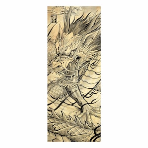 Dragon / Cat Invade Tenugui  Canvas No frame