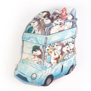Husky dog in Bus Key chain doll Backrest pillow New arrival Gift New Year