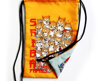 Neko Family - Shiba Family / Cranegame Dog - Gachapon Kitty Cat / Back-Front drawstring bag Canvas Reduce global warming
