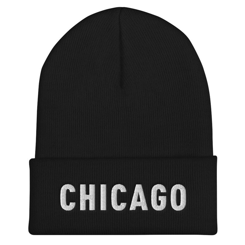 Chicago Winter Hat Chicago Pride Hat Cuffed Beanie for Winter Chicago Colors Chicago Skull Cap Embroidered Chicago Beanie