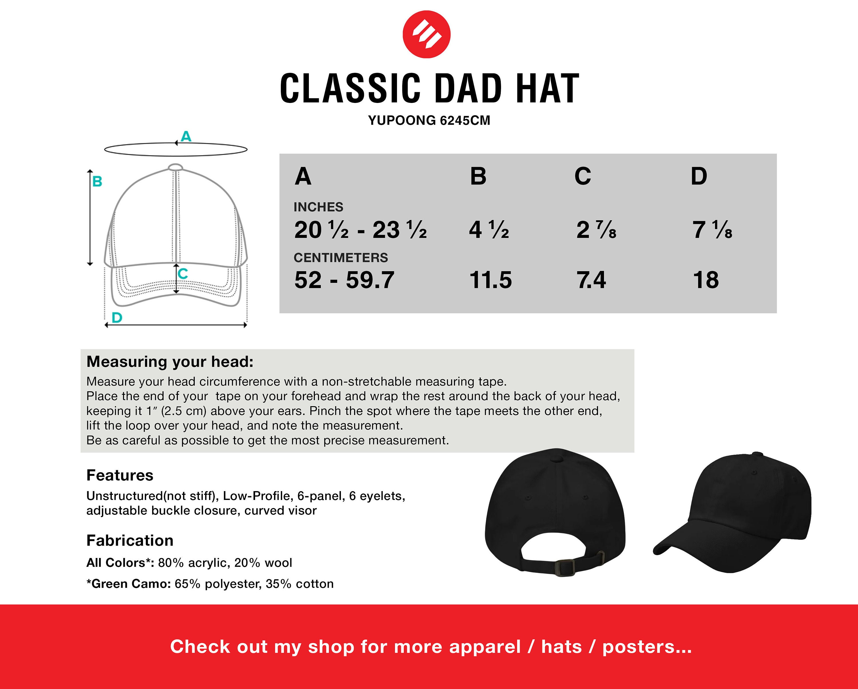 Dad sales hat sizes