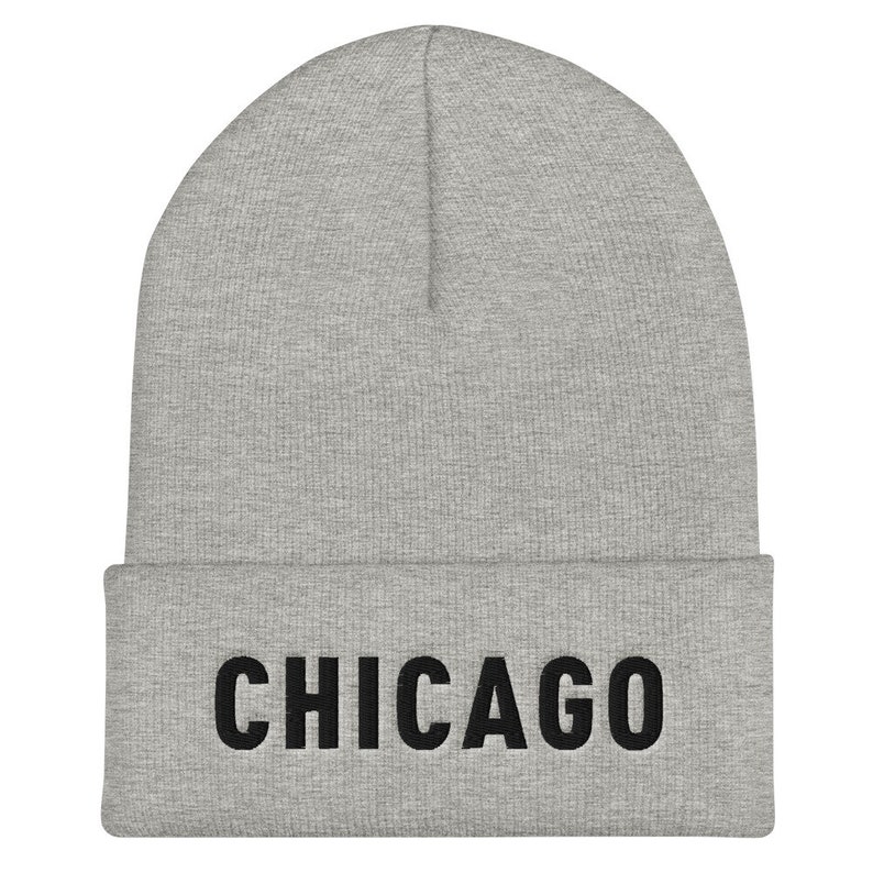 Chicago Winter Hat Chicago Pride Hat Cuffed Beanie for Winter Chicago Colors Chicago Skull Cap Embroidered Chicago Beanie
