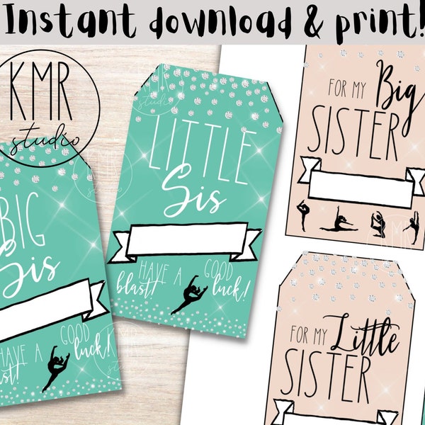 Dance TAGS; Big Little Sister; Instant download & print! Gifts and treats; 2.5x4"; Joyful Dance Collection