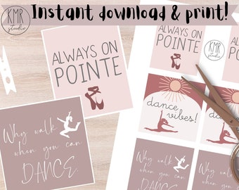 Dance, Ballet TAGS; gifts & treats!  INSTANT download and print!  Dance Vibes Boho Collection