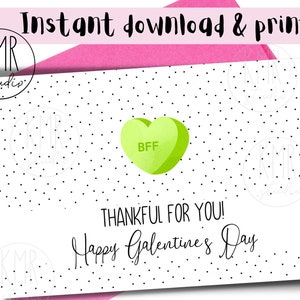 Valentinstag BFF KARTE; Sofortiger Download & Druck! 4x6 blanko Klappkarte; Dankbares Herz Kollektion