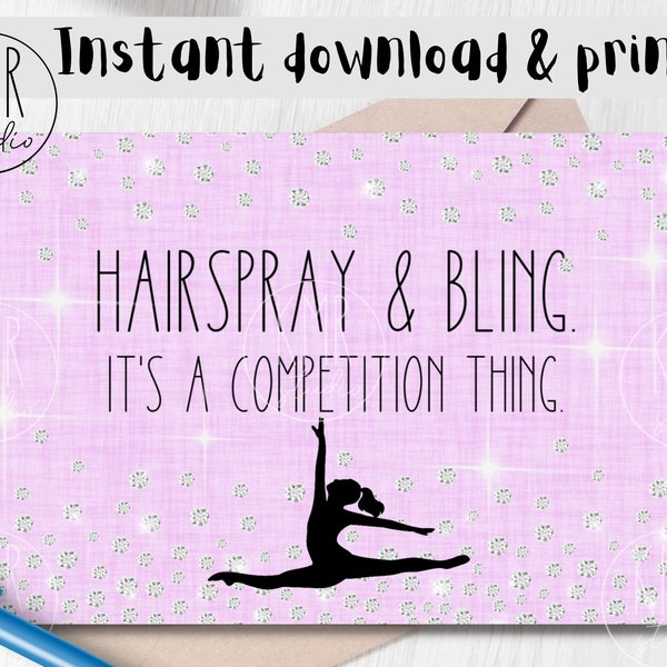 TARJETA de Concurso de Danza; ¡Descarga e impresión instantánea! Tarjeta plegada en blanco 4x6; Colección #DanceLife