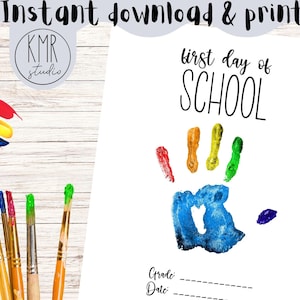 First Day School Handprint BLANK Keepsake! INSTANT download & print!