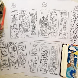 Bible Journaling Digital Download tracing template and bookmark