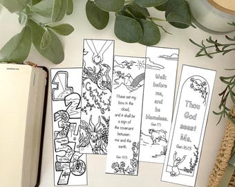 Plantilla de seguimiento y marcadores para diario bíblico digital, descargable, Génesis