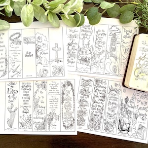 Handgetekende Bible Journaling digitale download overtreksjablonen en bladwijzers, Pasen, Pesach, Oceaan, Zee, afdrukbare kleurplaten met thema