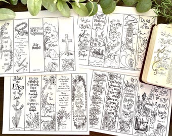 Hand drawn Bible Journaling digital download tracing templates and bookmarks, Easter, Passover, Ocean, Sea, themed printable colouring pages
