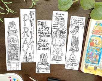 Bible Journaling Traceable Art, Phil 2, Numbers, Psalm, Isaiah (Digital Download) template, colouring bookmarks,  pray and study