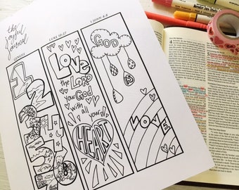 Digitale digitale download voor bijbeljournaling en overtreksjabloon en bladwijzer