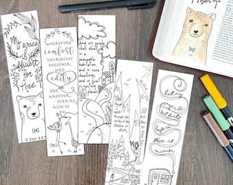 Plantilla y marcapáginas para diario bíblico, trazables, descarga digital, imprimibles