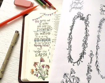 Imágenes prediseñadas de anotaciones florales, detalles de registro bíblico