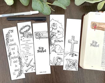 Bible Journaling Digital Download, tracing template, Easter, Passover, Bible bookmarks, scripture, coloring