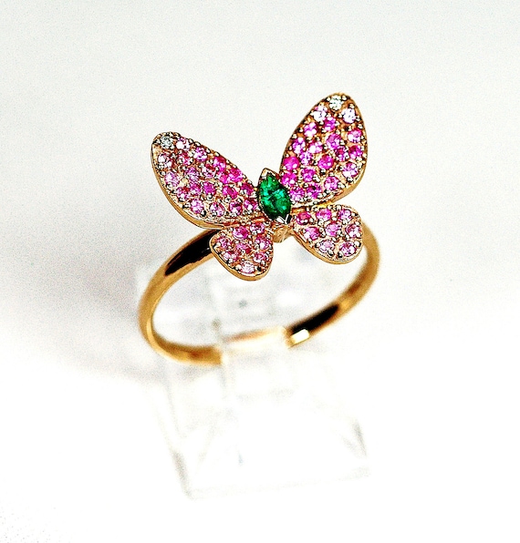 Rose Gold Over Sterling Silver Butterfly CZ Adjustable Ring for Her, Fits  Ring Sizes 6 to 9 - Walmart.com