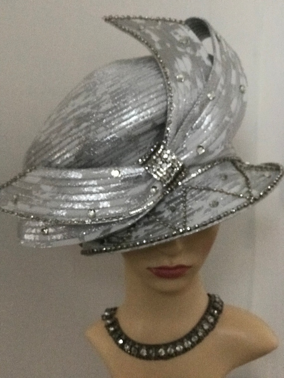 Silver Designer Couture Dress Hat