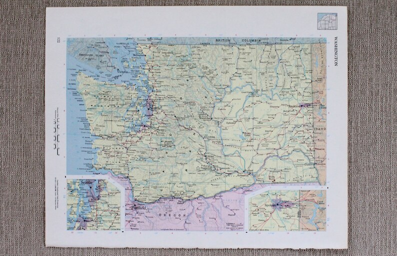 Washington State Map Original Print image 1