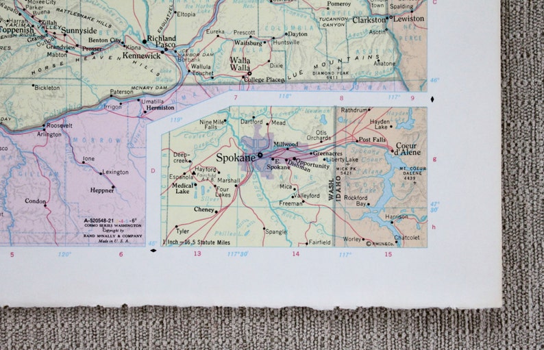 Washington State Map Original Print image 5