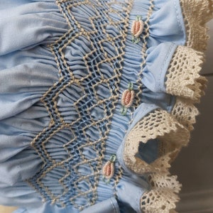 Lace Trim Embroidered Bonnet in Pale Blue (3mths-2yrs)