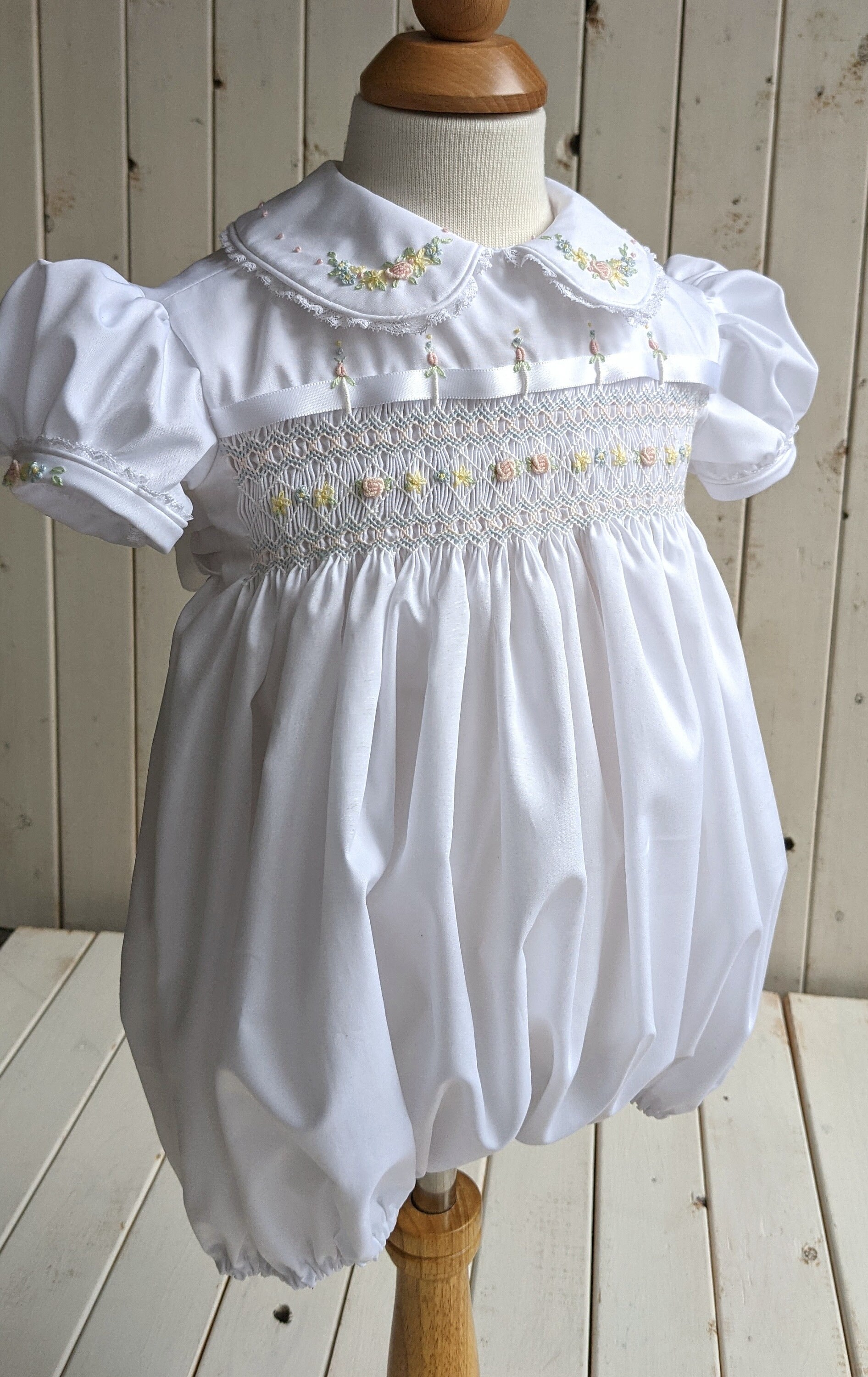 Beautiful Smocked Bubble Suit. White Smocked Bubble. Baby Girl Etsy