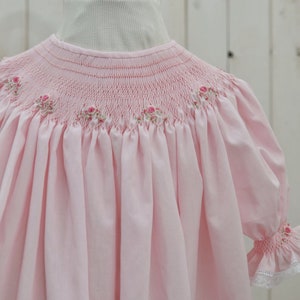 Pink smocked bishop dress. Shoulder button bishop.  Girls smocked bishop
