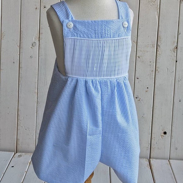 Ready to smock romper.   Boys romper. Boys smocked romper. Boys summer sunsuit.