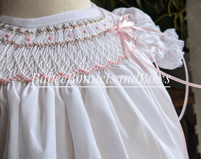 Petit Bebe Newborn Baby Boys White Bubble - Smocked in Blue main image 0