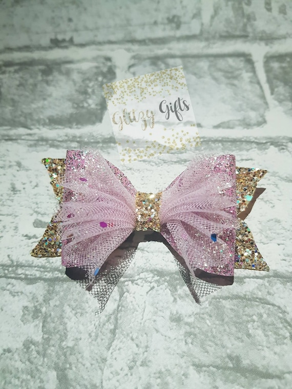 Girls Baby Toddler Hair Clips Glitter Sparkle Bow Accessory Silver Red Pink Gold 