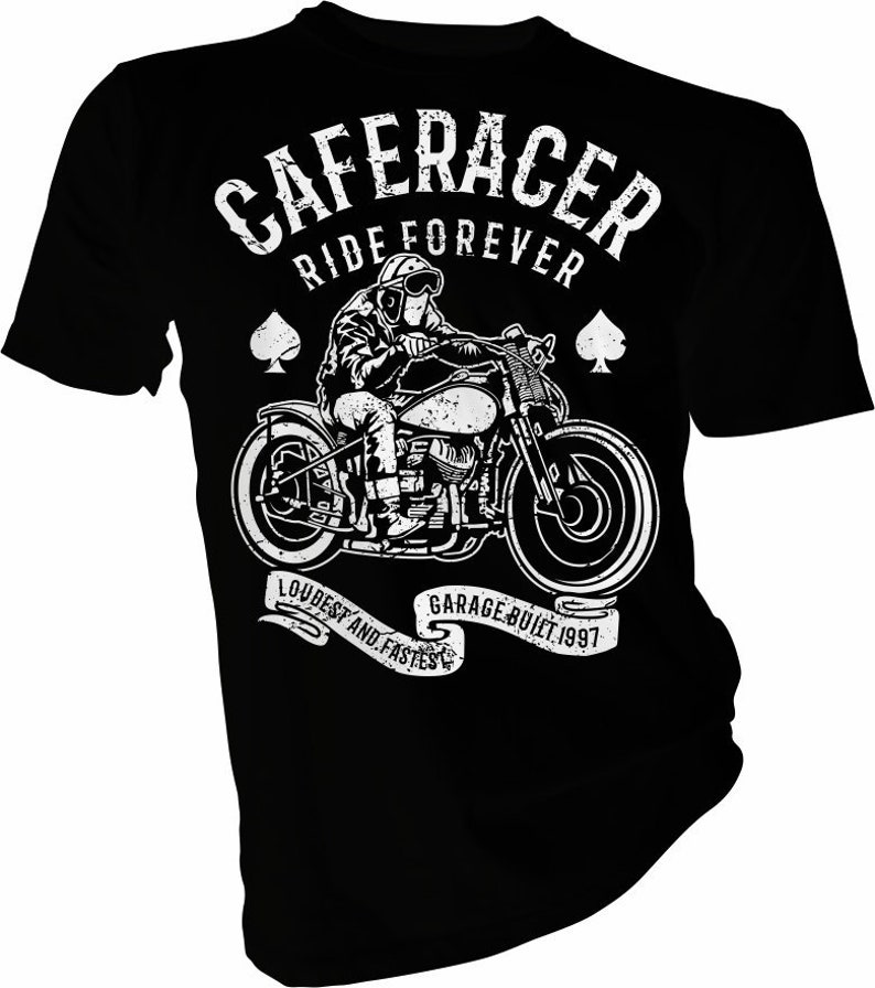 Just Wanna Ride Cafe Racer Mens Biker T-Shirt Motorbike Bike Custom