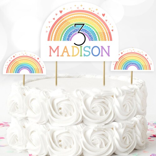 Rainbow Cake Topper Personalized Birthday Cake Topper - Etsy