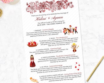 A5 Indian Wedding Programme Indian Wedding Order Of Service Etsy