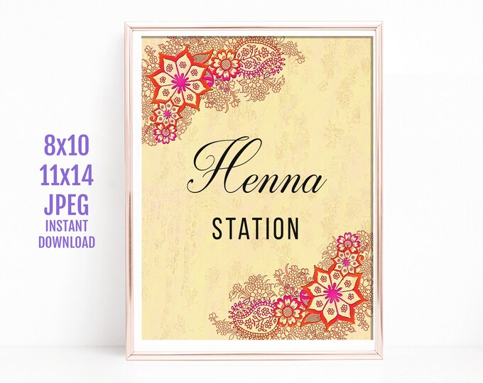 Digital File Instant Download JPEG 8x10 11x14 Priyanka Sangeet Henna Station Sign Printable Sign for Mehndi Night Indian Wedding