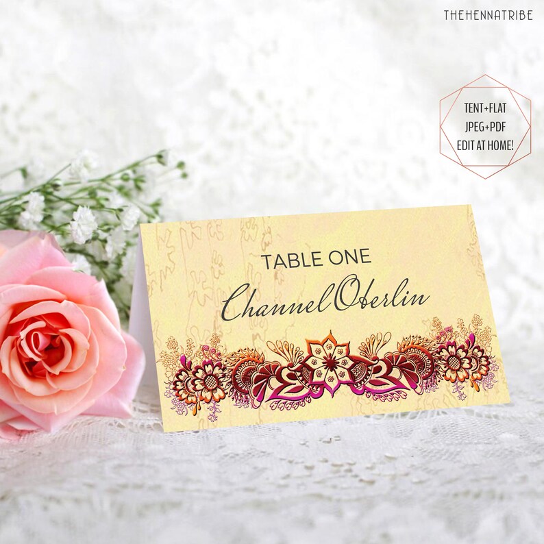 Indian Wedding Place Cards Place Card Template Editable Etsy