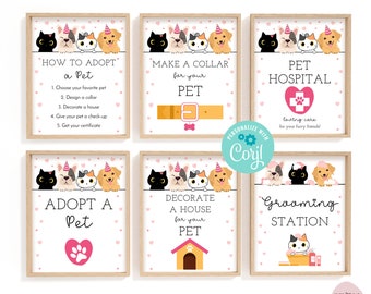 Adopt A Pet Party Games Adopt a Kitten Party Puppy Adoption Birthday Cat Lover Dog Lover Edit with Corjl or Print As Shown SA25