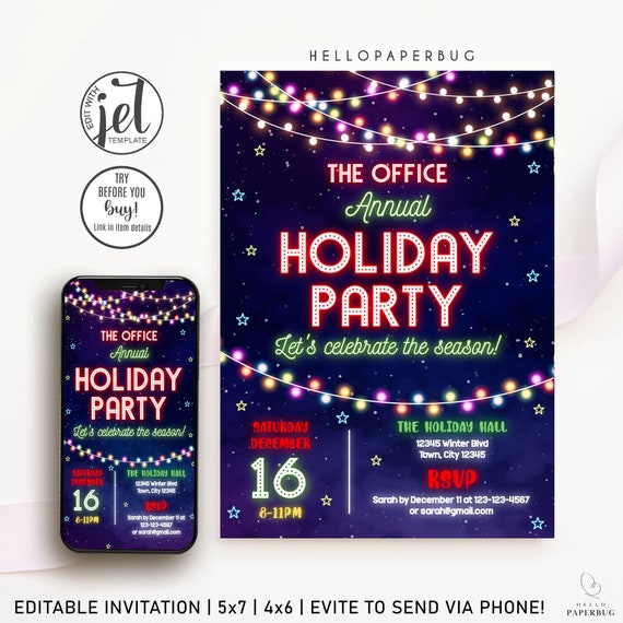 Office Holiday Party Invitation Template, Annual Holiday Party Invite