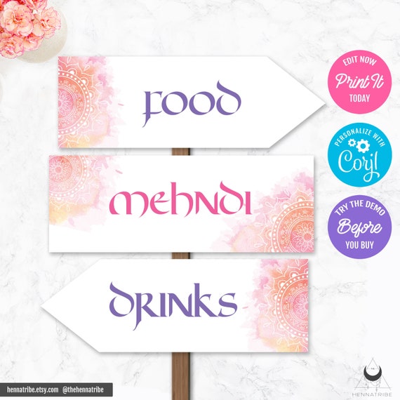 Sophia Indian Wedding Signs Directional Sign Directional Arrow