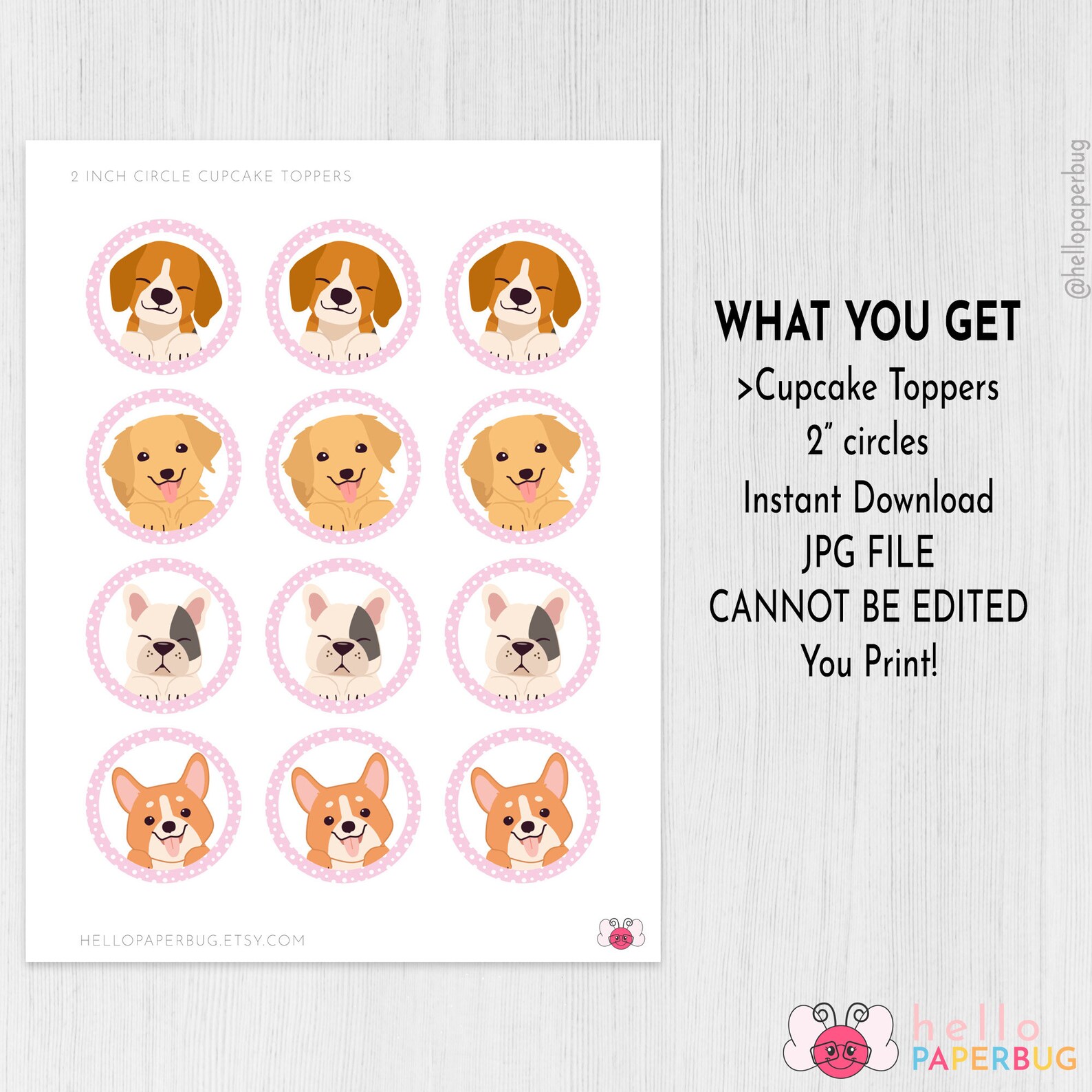 Lets Pawty Cupcake Toppers Dog Birthday Party Favors for - Etsy