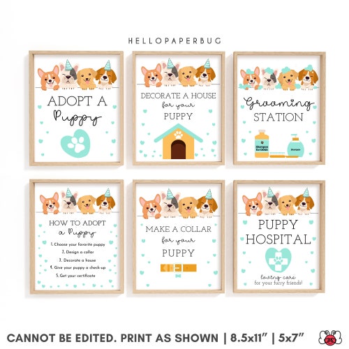 Adopt A Puppy Sign Printable Dog Birthday Party Puppy - Etsy Canada
