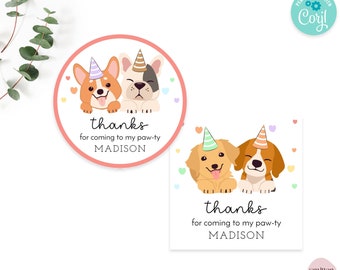 Lets Pawty Rainbow Gift Tags Dog Birthday Thank You Tags Puppy Adoption Thank You Gift Tag Printable Birthday Gift Tag Corjl Template SA23